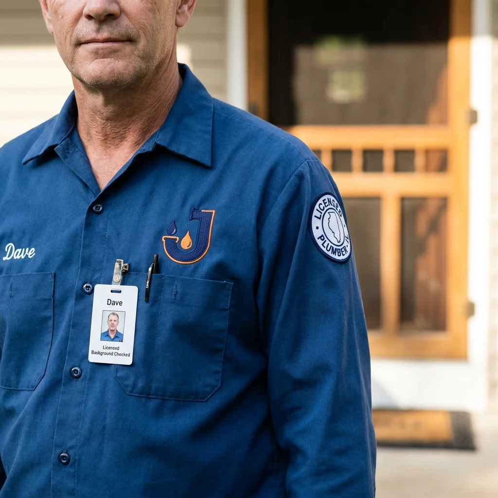 Licensed plumber showing ID badge in New Hampton, IA