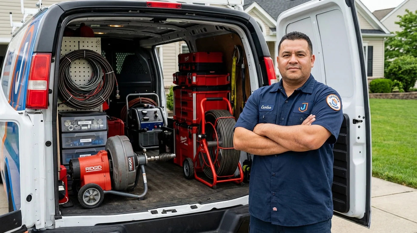 Professional drain cleaning equipment and Johns Plumbing LLC plumber in New Hampton
